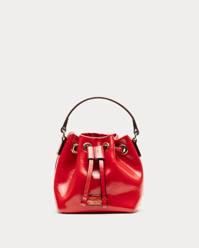 Minnie Bucket - Crinkled Leather Red sold by Frances Valentine