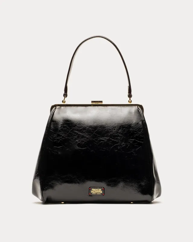 Katherine Frame Bag - Crinkled Leather Black sold by Frances Valentine