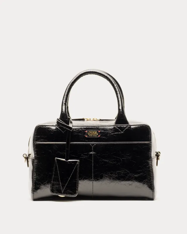 Bunny Satchel - Crinkled Leather Black made by Frances Valentine