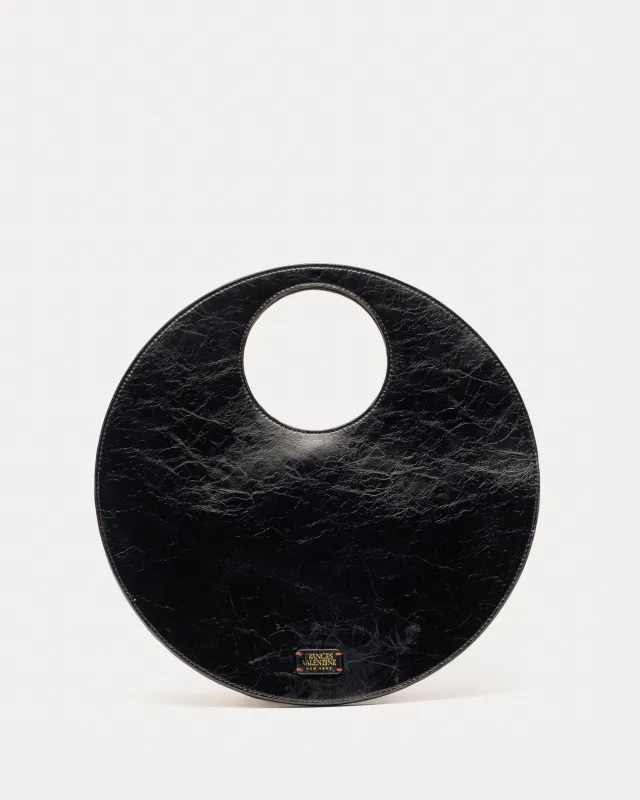 Juno Circle Bag - Crinkled Leather Black sold by Frances Valentine