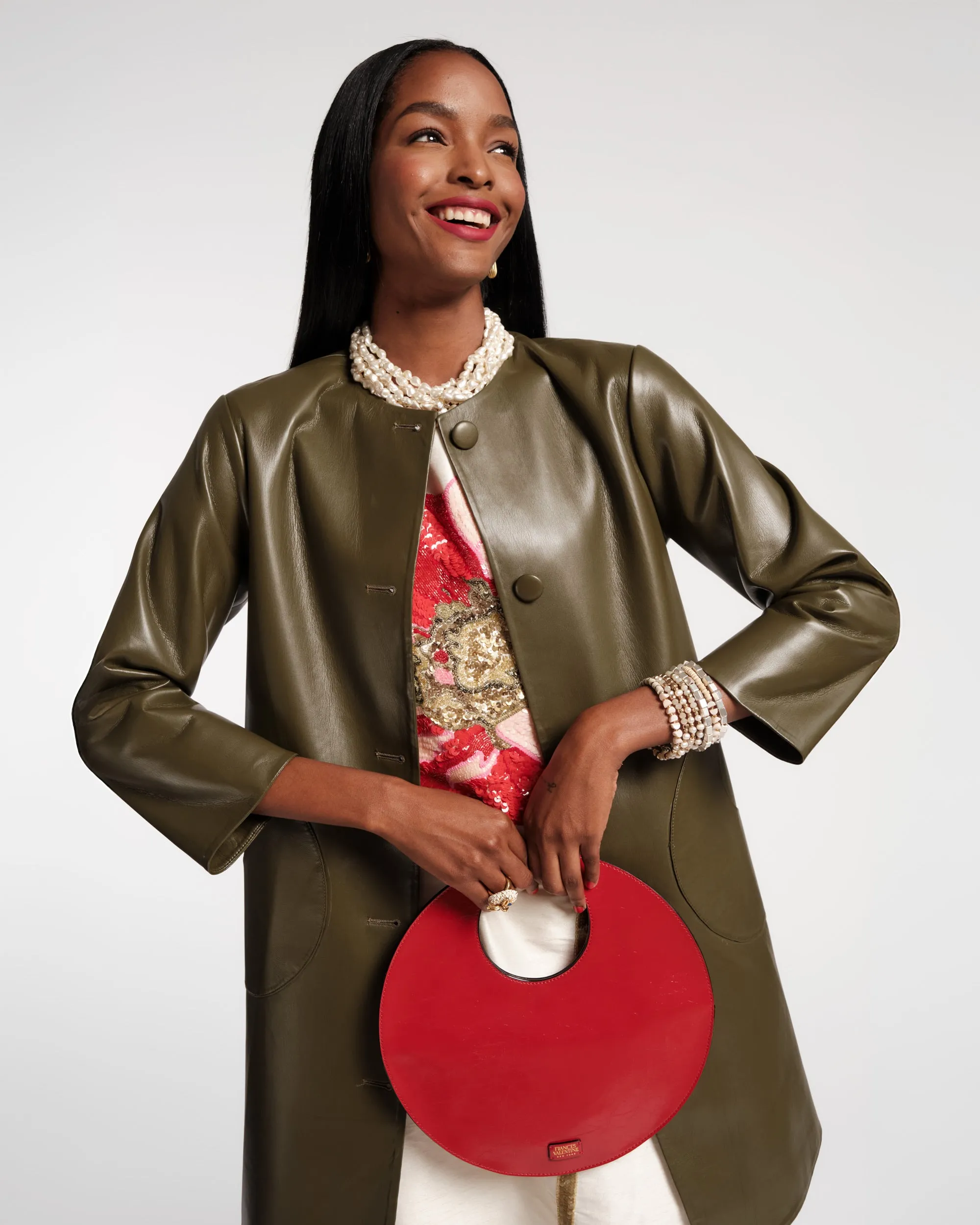 Juno Circle Bag - Crinkled Leather Red sold by Frances Valentine product image thumbnail 2