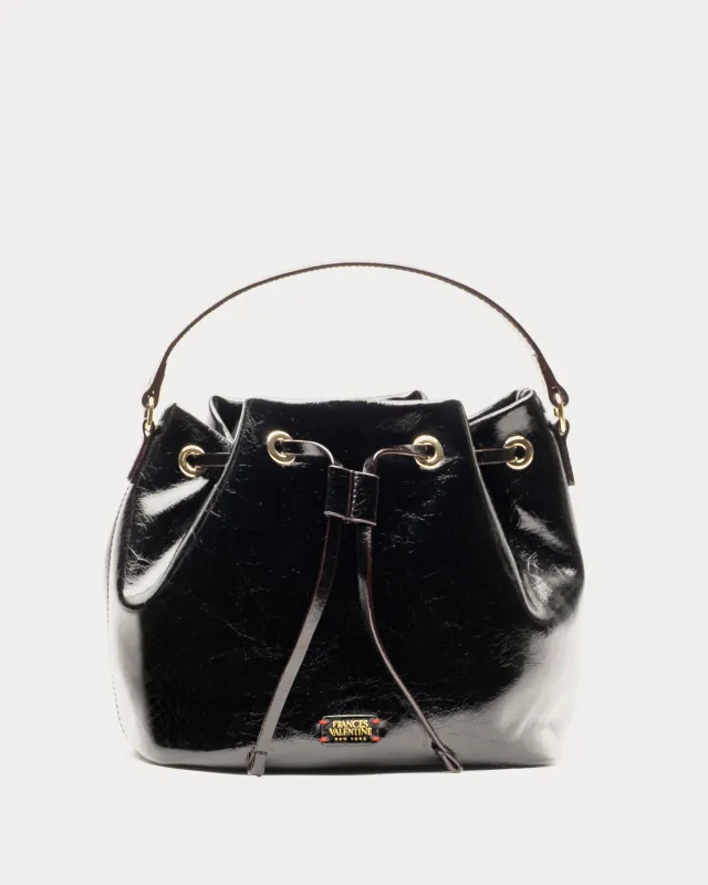 Medium Minnie Bucket - Crinkled Leather Black sold by Frances Valentine