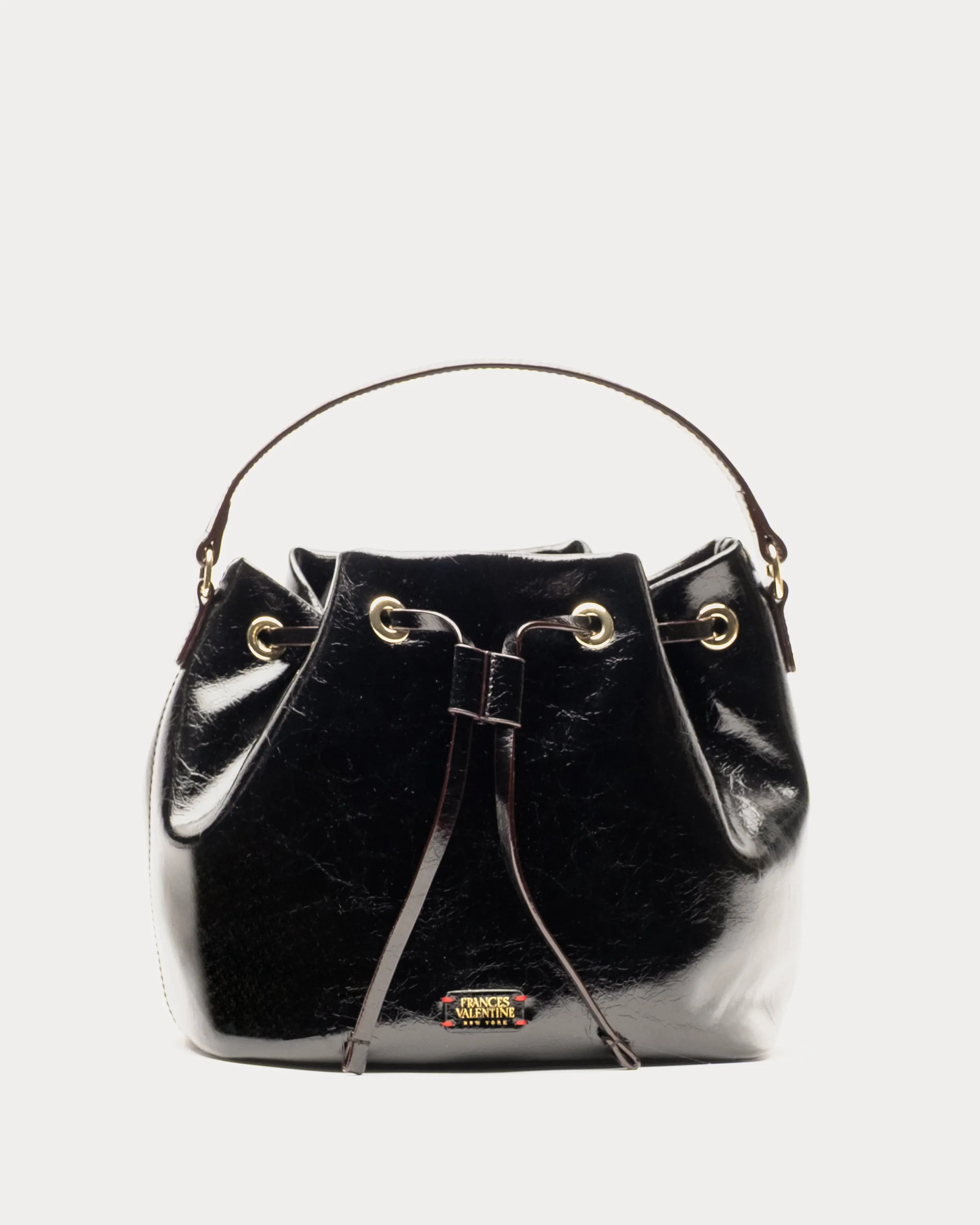 Medium Minnie Bucket - Crinkled Leather Black sold by Frances Valentine