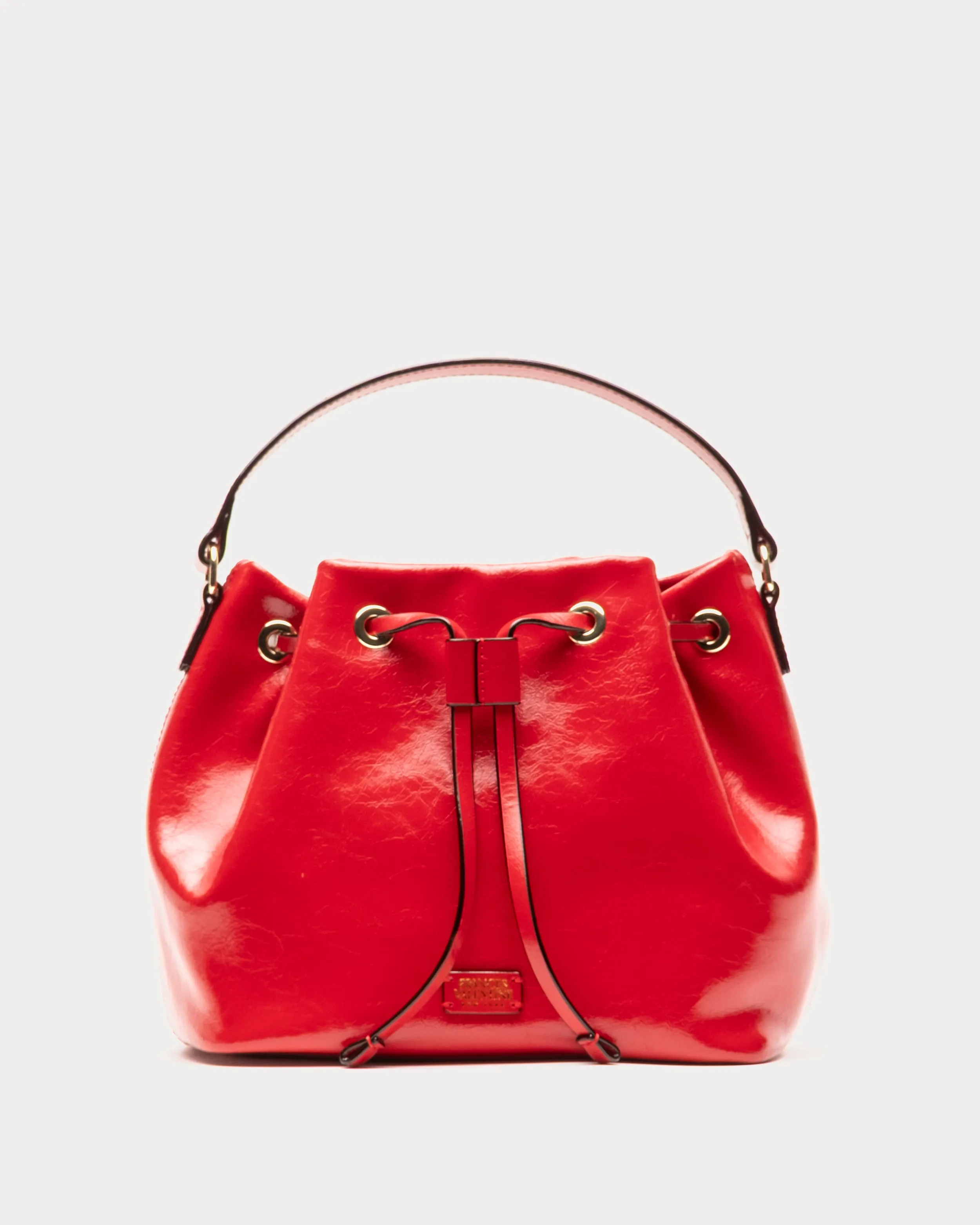 Medium Minnie Bucket - Crinkled Leather Red sold by Frances Valentine