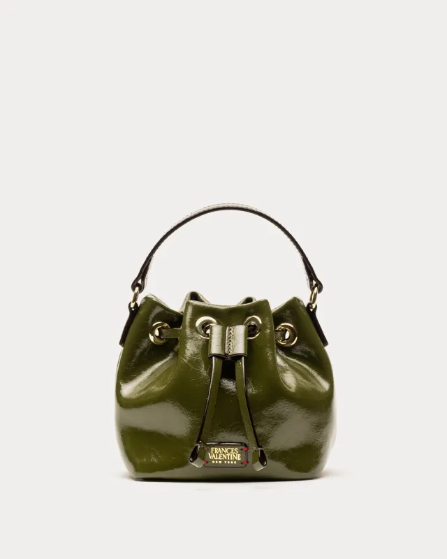 Minnie Bucket - Crinkled Leather Olive sold by Frances Valentine