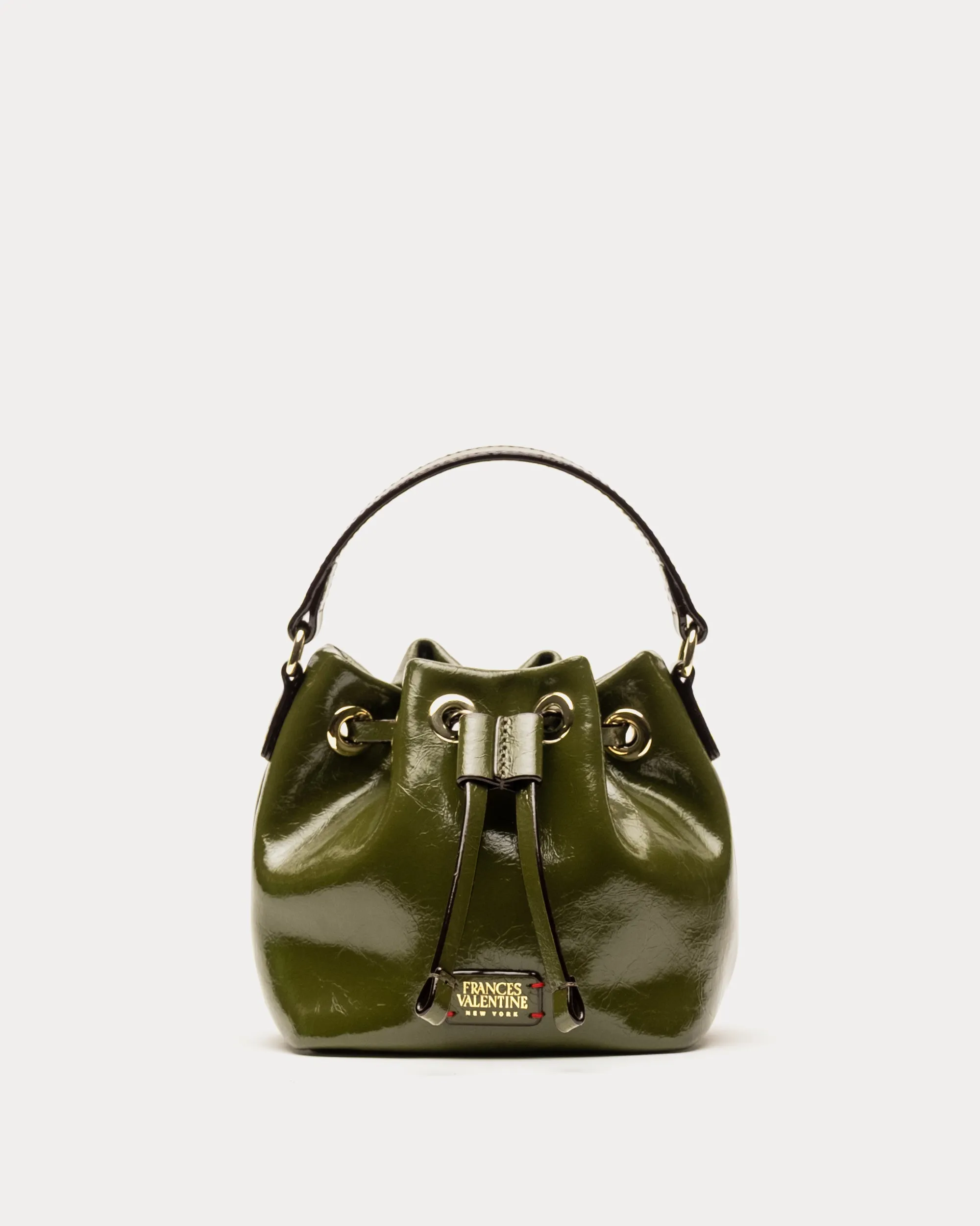 Minnie Bucket - Crinkled Leather Olive sold by Frances Valentine