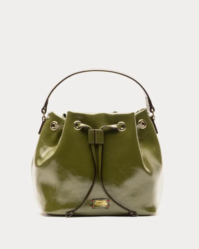 Medium Minnie Bucket - Crinkled Leather Olive sold by Frances Valentine