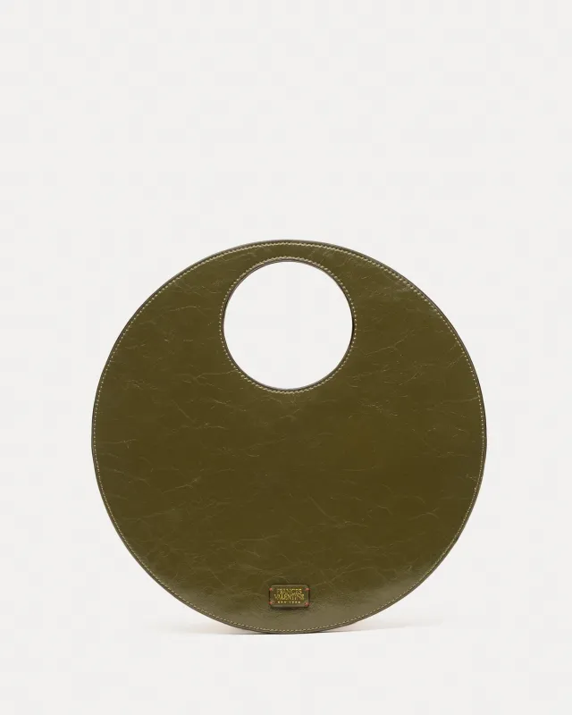 Juno Circle Bag - Crinkled Leather Olive sold by Frances Valentine