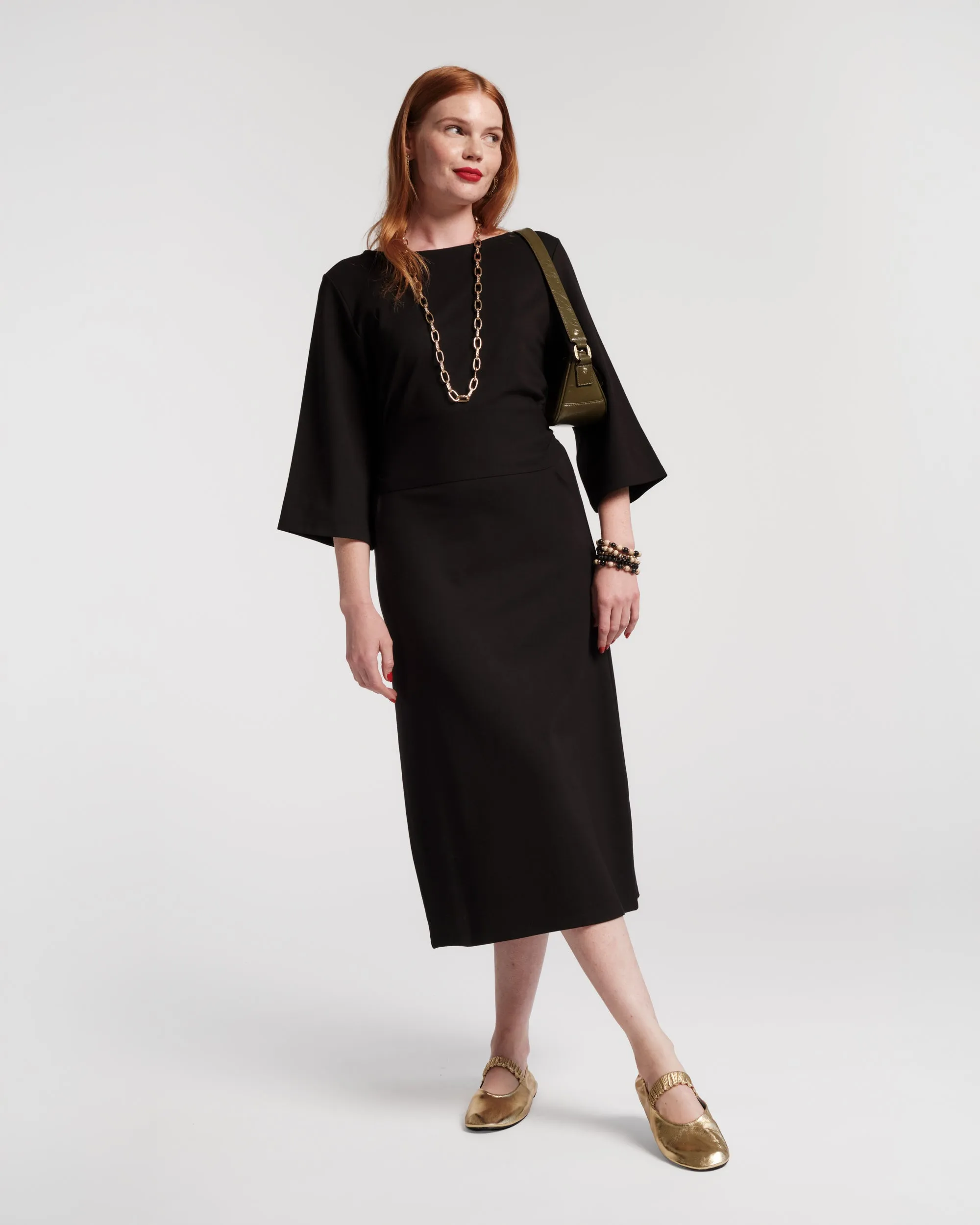 Whitney Wrap Dress - Black sold by Frances Valentine