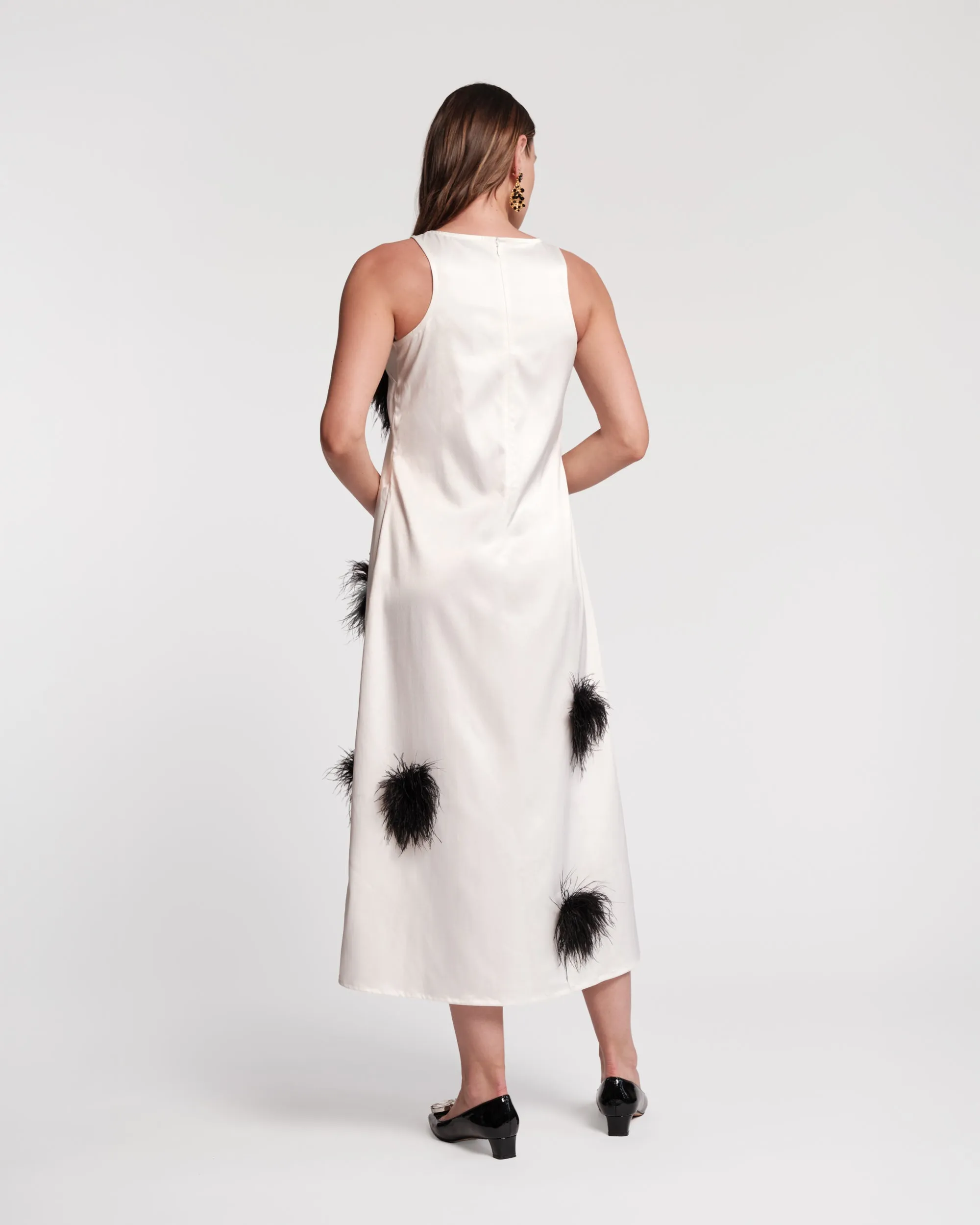 Francesca Feather Maxi Dress - Oyster/Black sold by Frances Valentine product image thumbnail 5