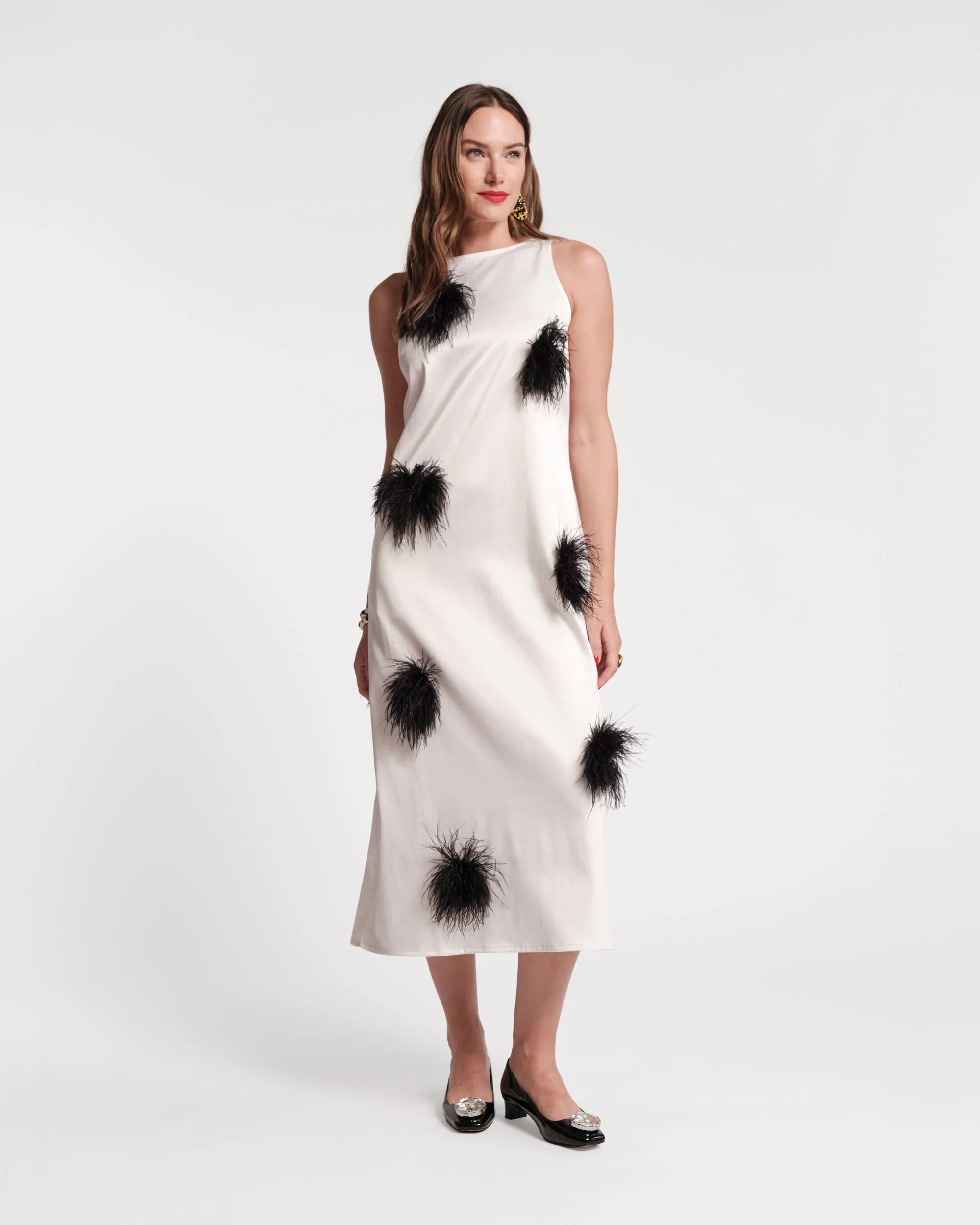 Francesca Feather Maxi Dress - Oyster/Black sold by Frances Valentine product image thumbnail 3
