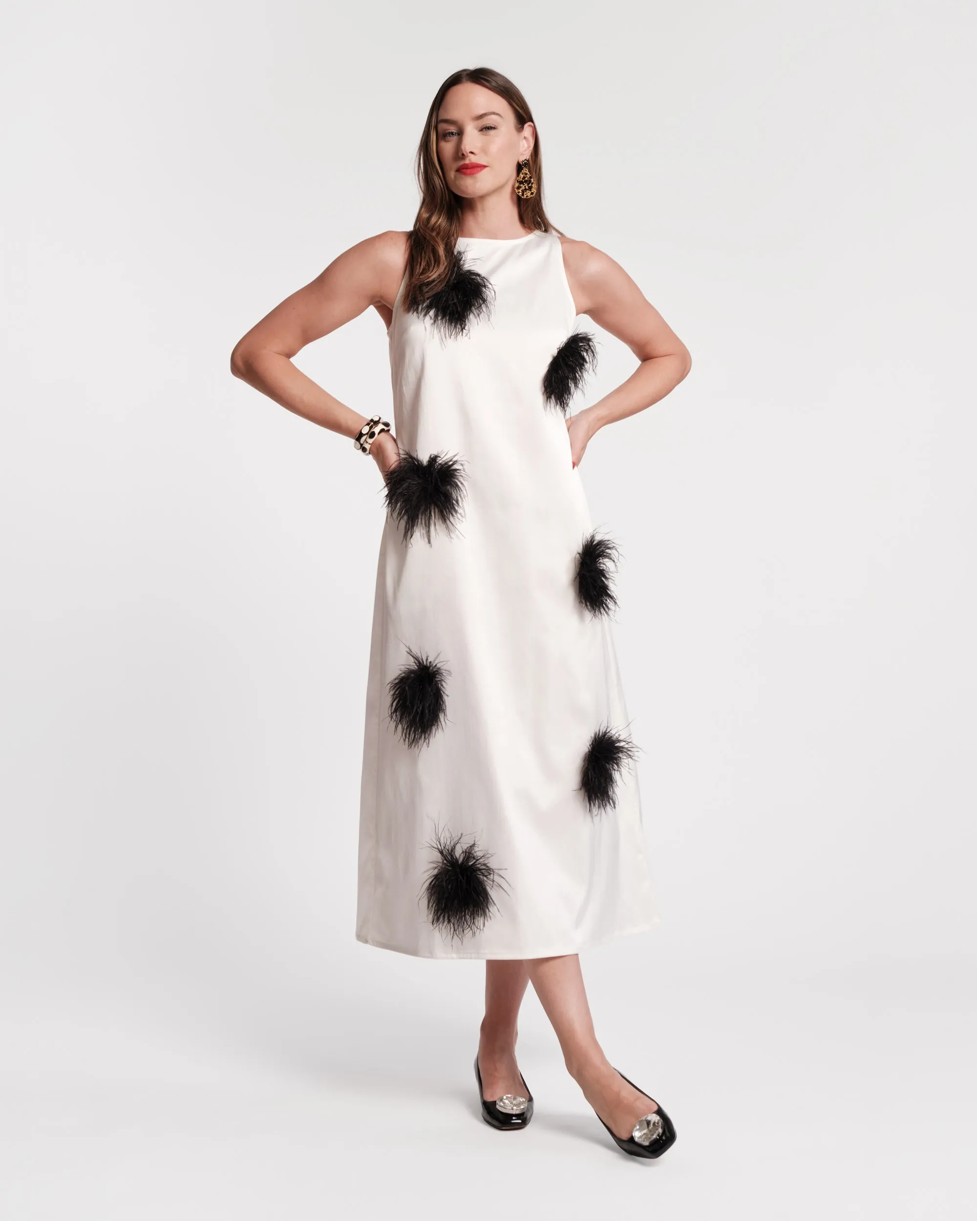 Francesca Feather Maxi Dress - Oyster/Black sold by Frances Valentine product image thumbnail 4