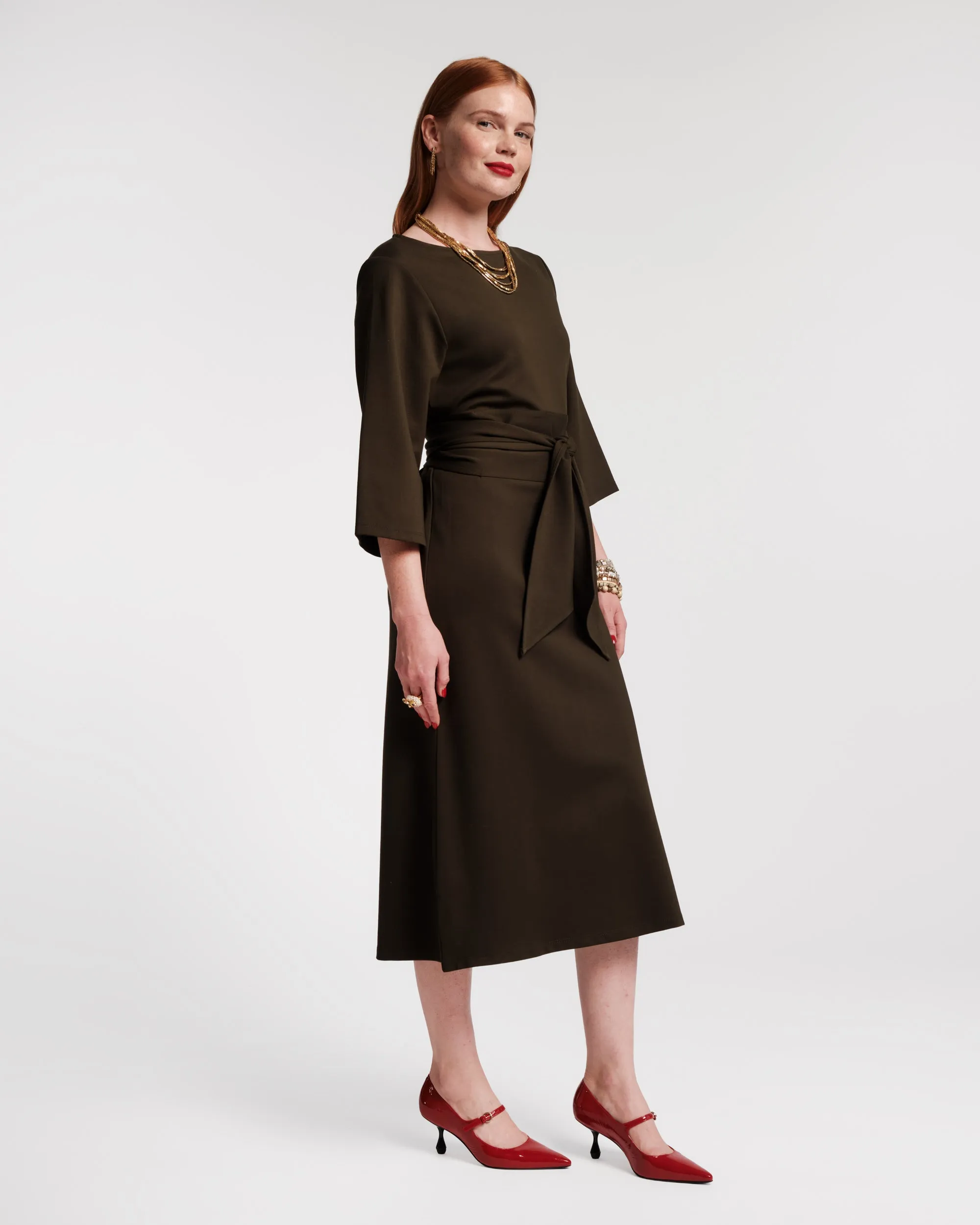 Whitney Wrap Dress - Olive sold by Frances Valentine product image thumbnail 3