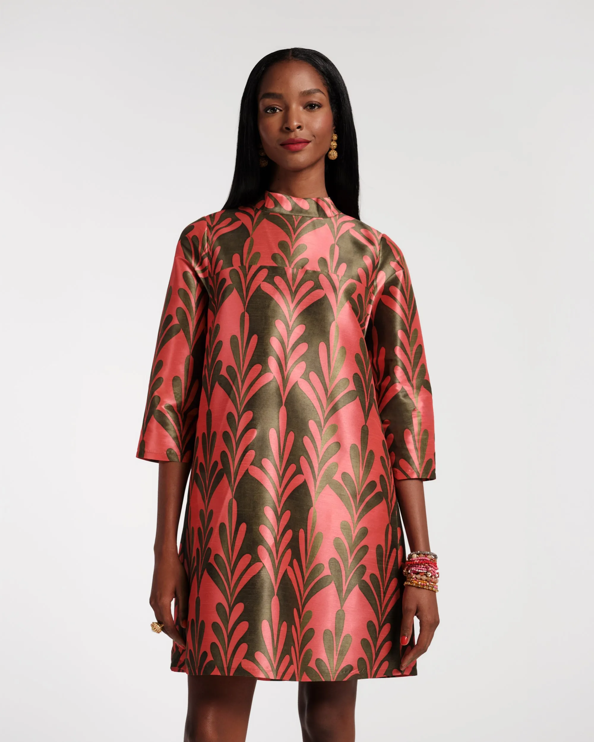 Diplomat Mini Dress - Royal Palm Watermelon sold by Frances Valentine product image thumbnail 2