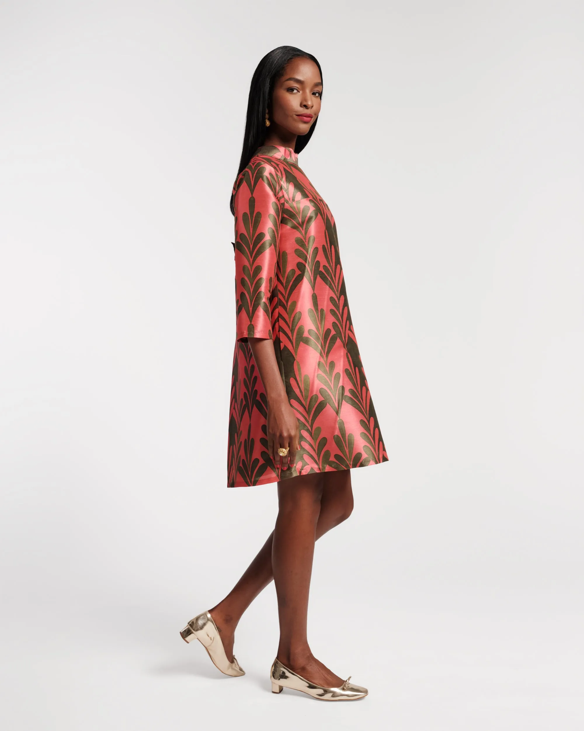Diplomat Mini Dress - Royal Palm Watermelon sold by Frances Valentine product image thumbnail 4