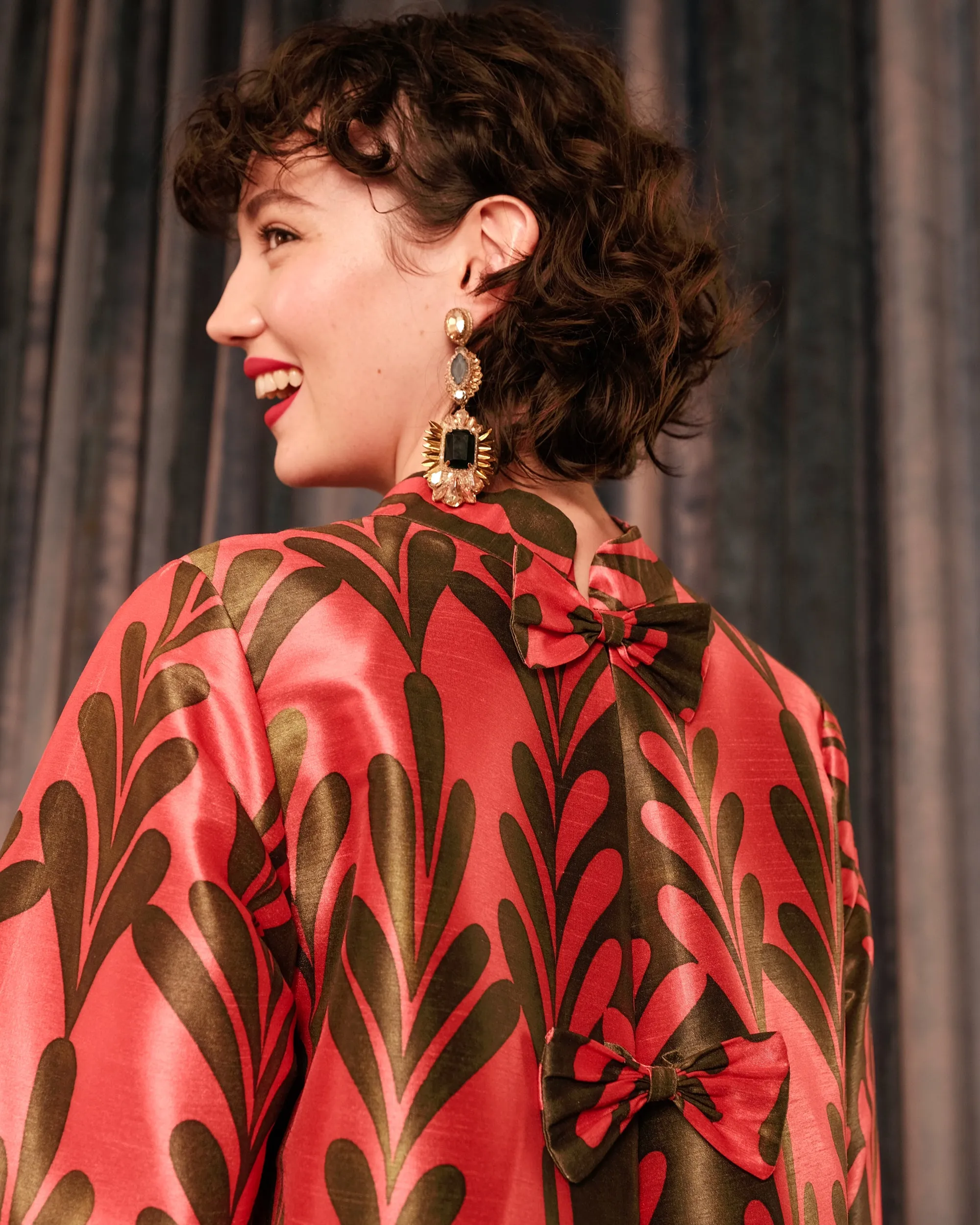 Diplomat Mini Dress - Royal Palm Watermelon sold by Frances Valentine product image thumbnail 3