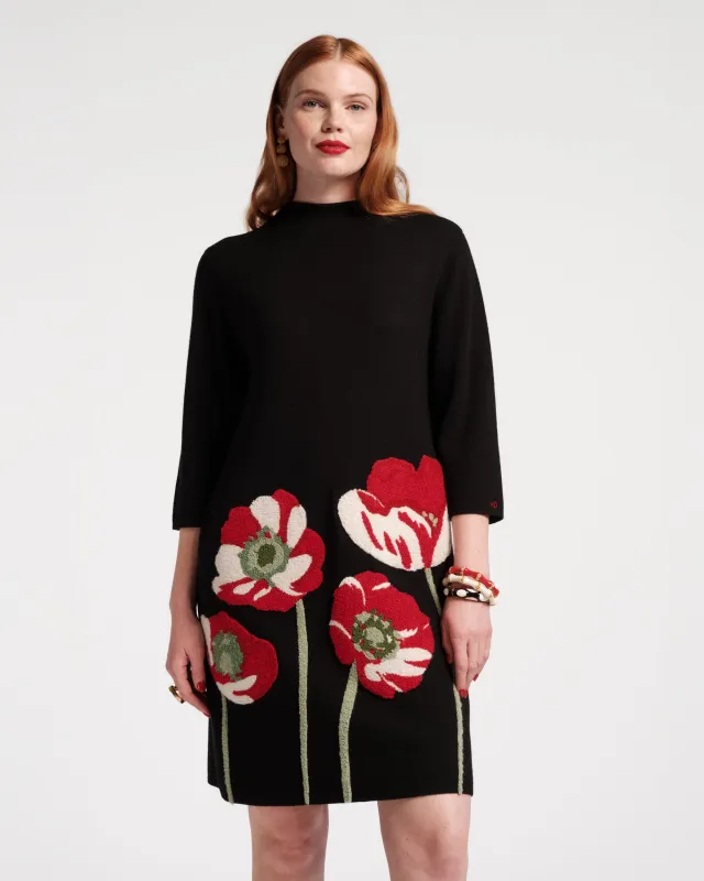 Annie Embroidered Wool Dress - Paradise Poppy sold by Frances Valentine