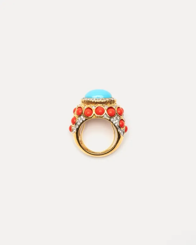 Turquoise Cabochon Ring - Coral sold by Frances Valentine