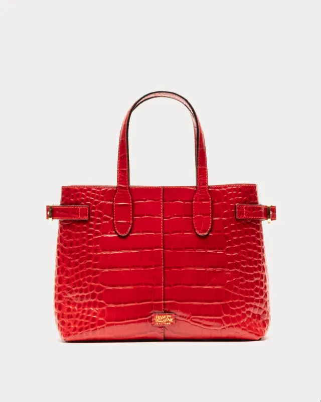 Amalie Tote - Croc Emboss Red sold by Frances Valentine