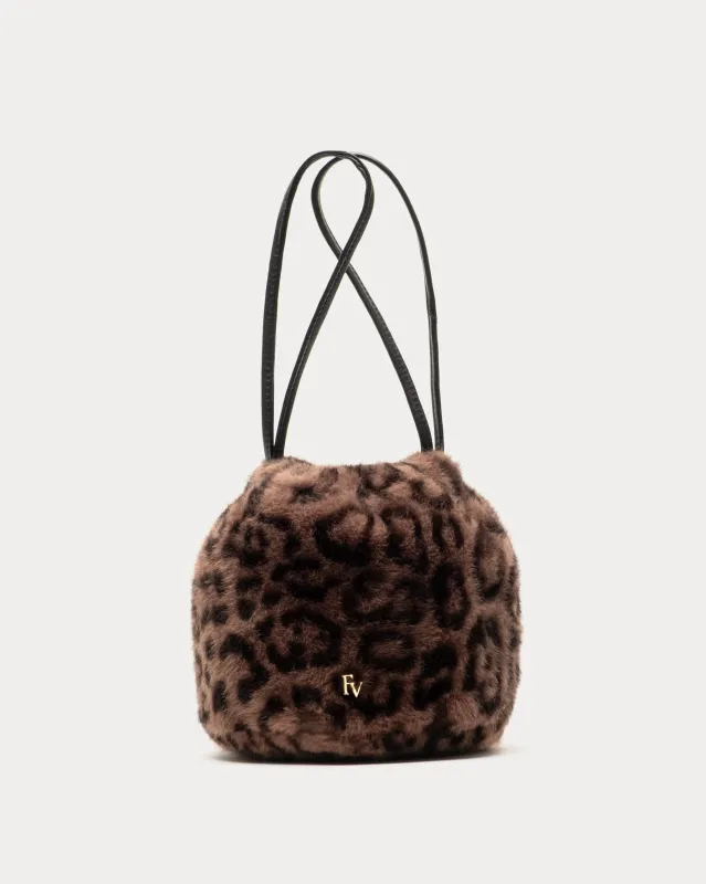 Jaguar Pouf Bag - Faux Fur Brown sold by Frances Valentine