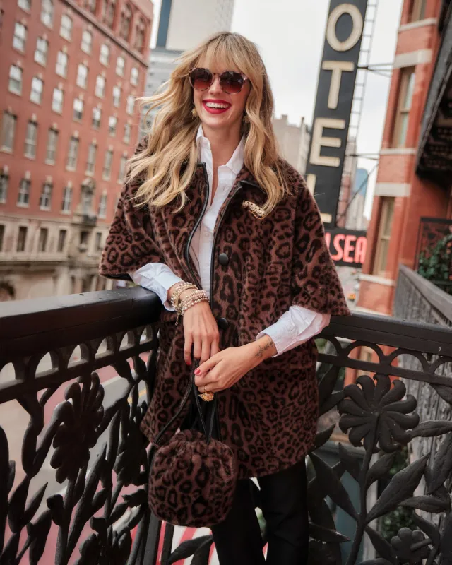 Nico Poncho - Jaguar Faux Fur Black sold by Frances Valentine