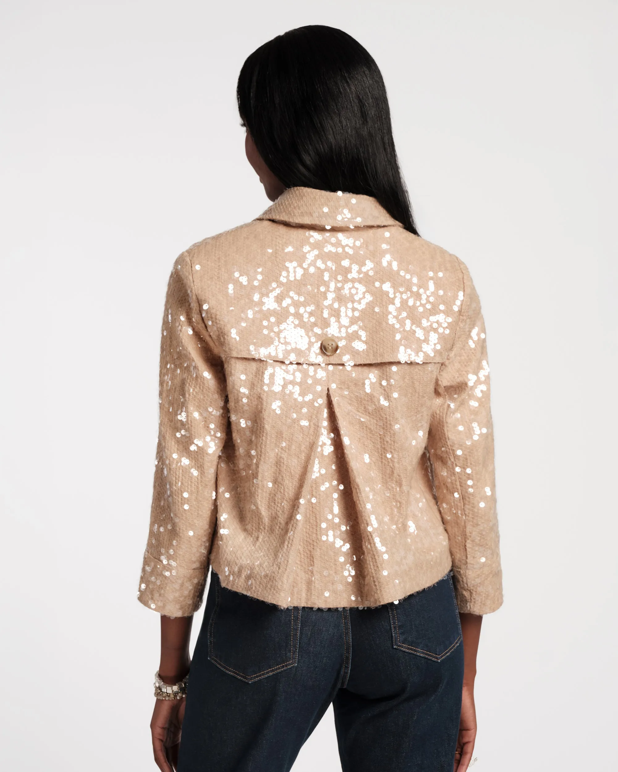 Sequin Moto Jacket - Champagne sold by Frances Valentine product image thumbnail 5