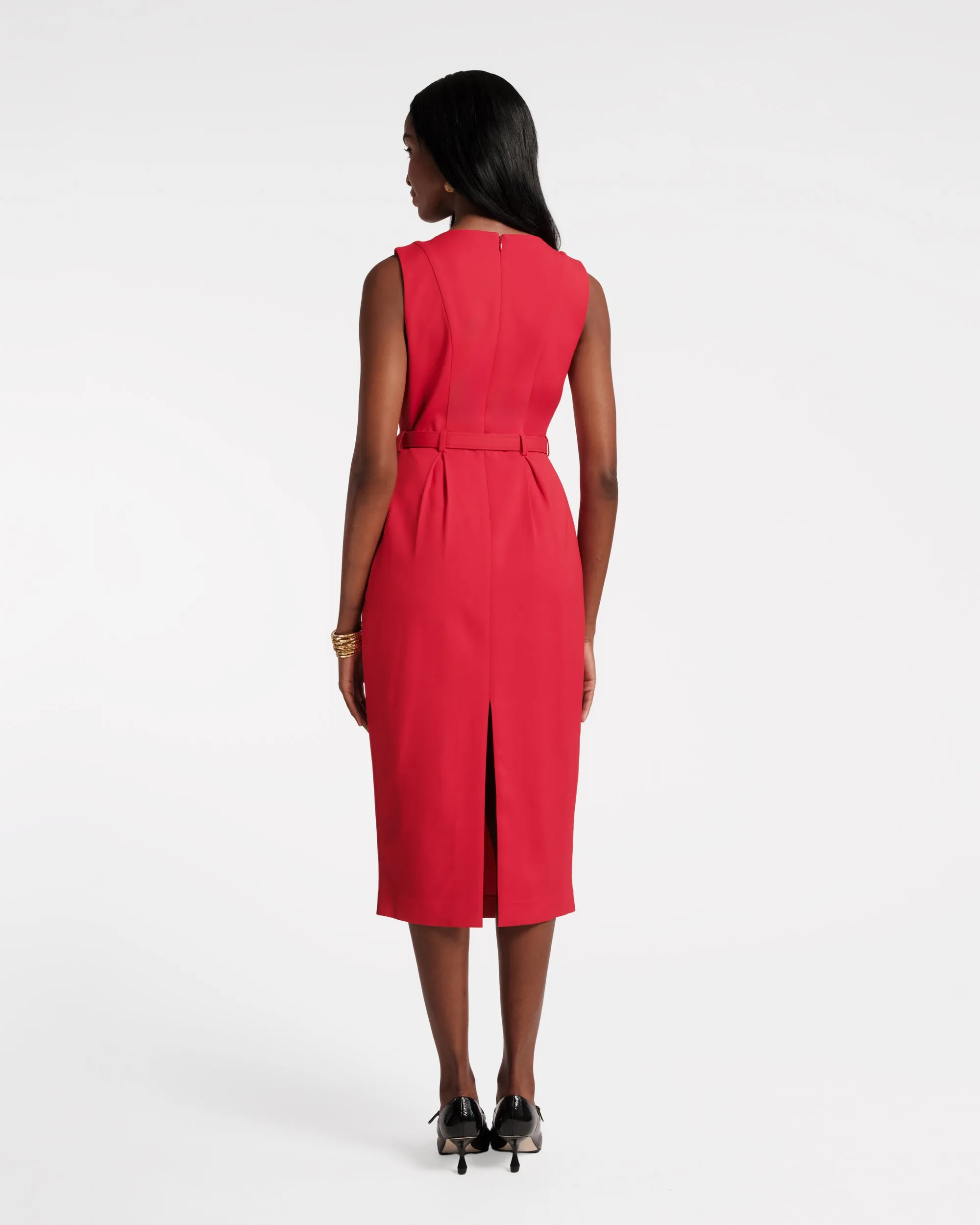 Audrey Belted Midi Dress - Red sold by Frances Valentine product image thumbnail 5
