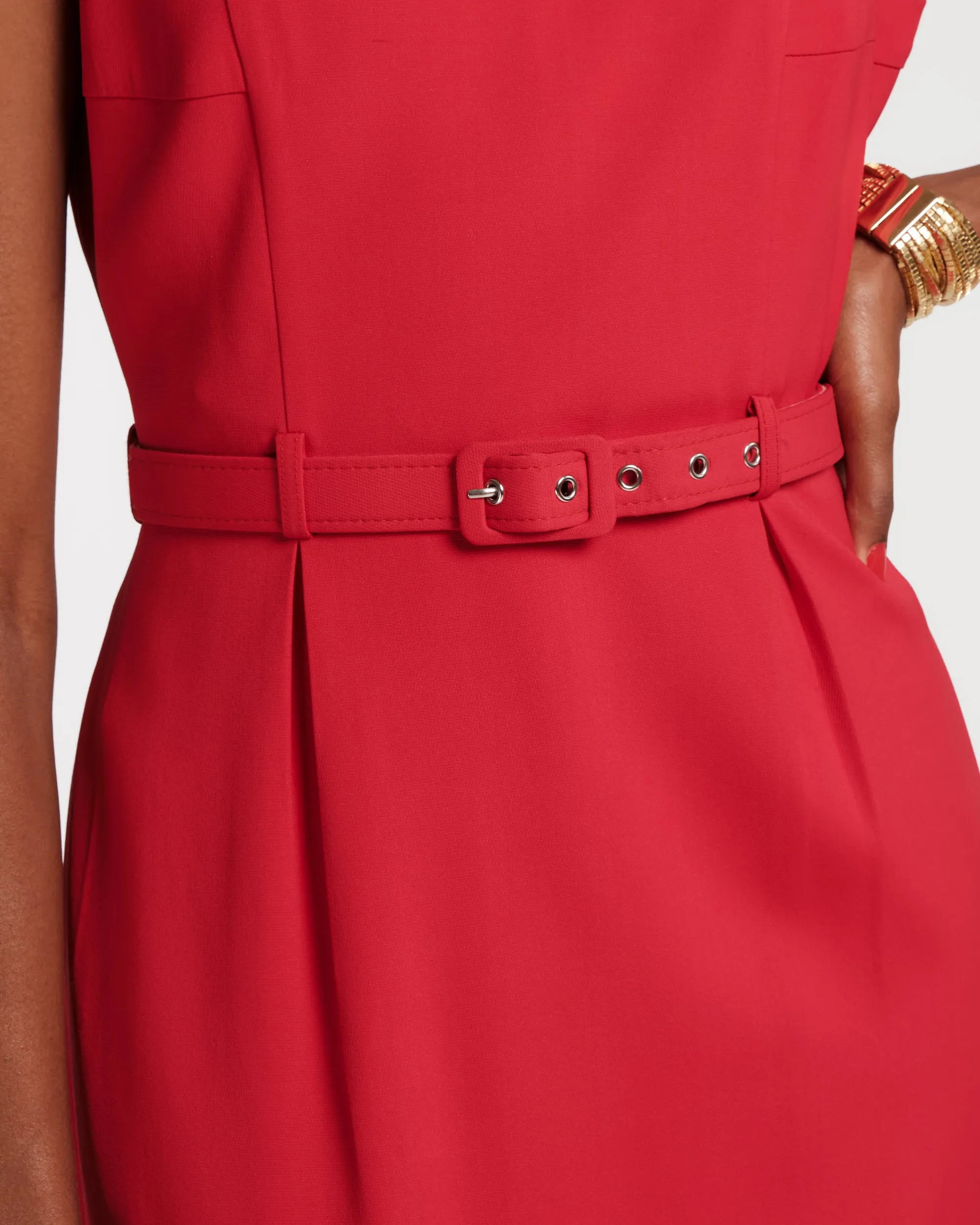 Audrey Belted Midi Dress - Red sold by Frances Valentine product image thumbnail 4