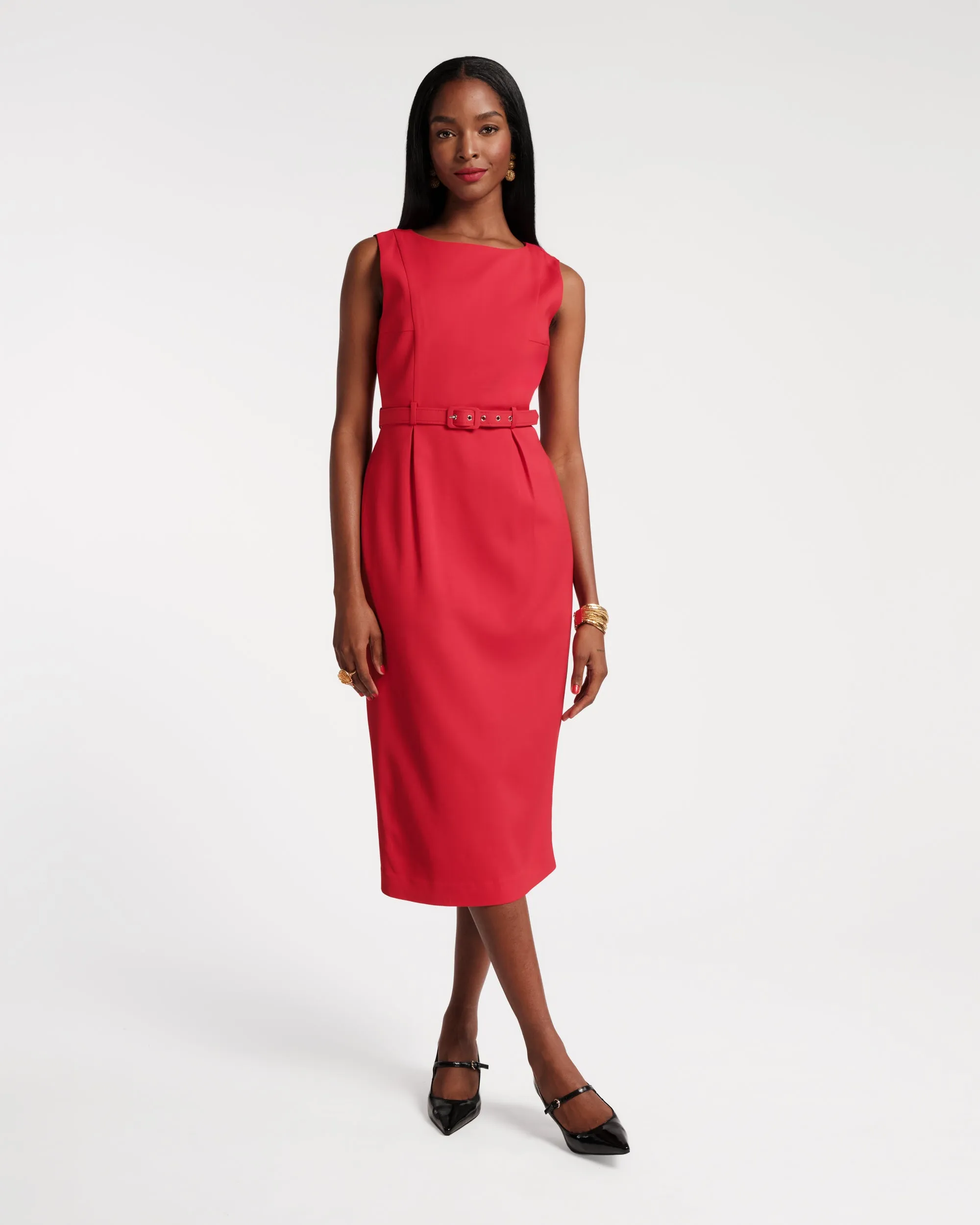 Audrey Belted Midi Dress - Red sold by Frances Valentine product image thumbnail 3