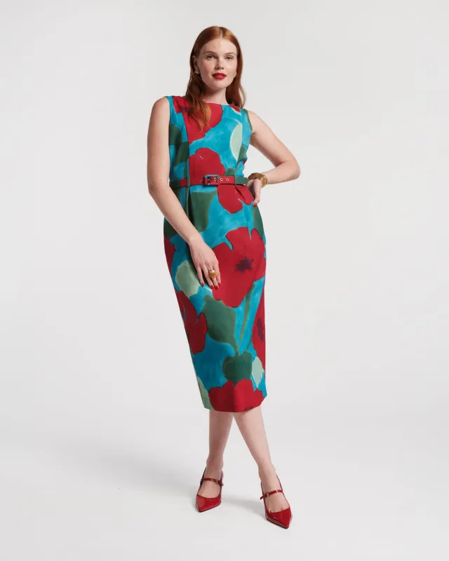 Audrey Belted Midi Dress - Floating Floral sold by Frances Valentine