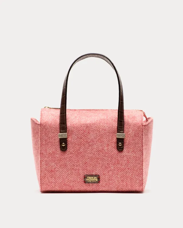 Boxy Bag - Pink Herringbone Wool made by Frances Valentine