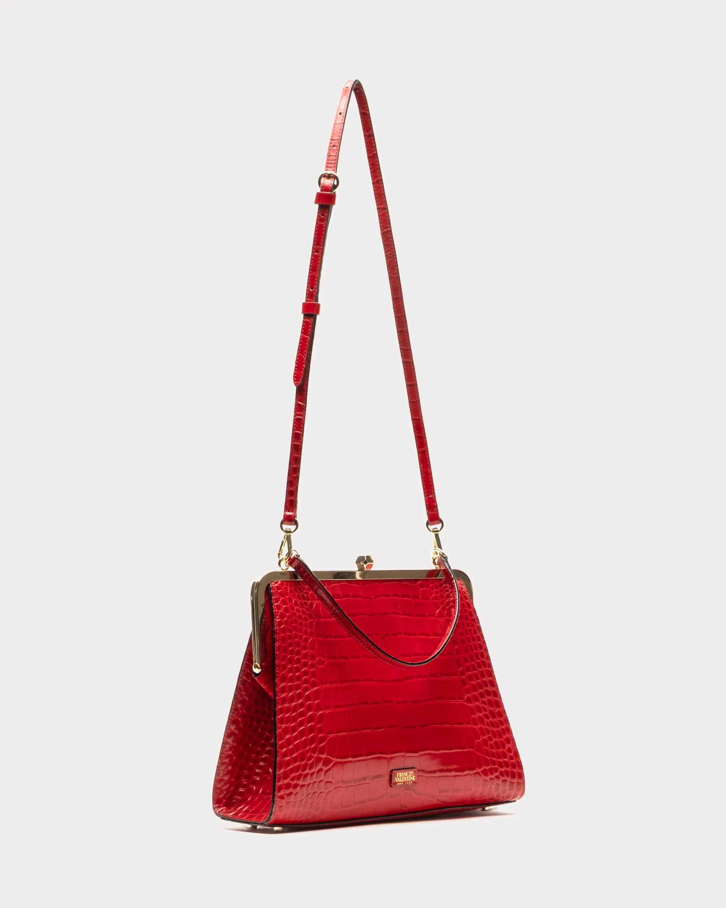 Jackie Frame Bag - Croc Emboss Leather Red sold by Frances Valentine product image thumbnail 3