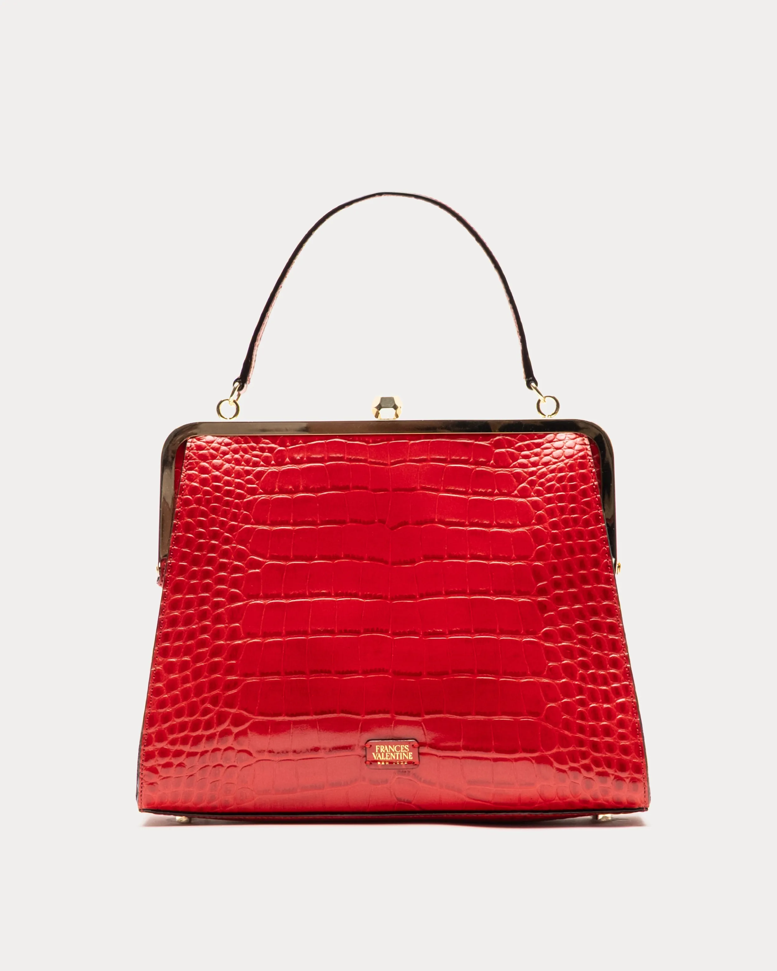 Jackie Frame Bag - Croc Emboss Leather Red sold by Frances Valentine