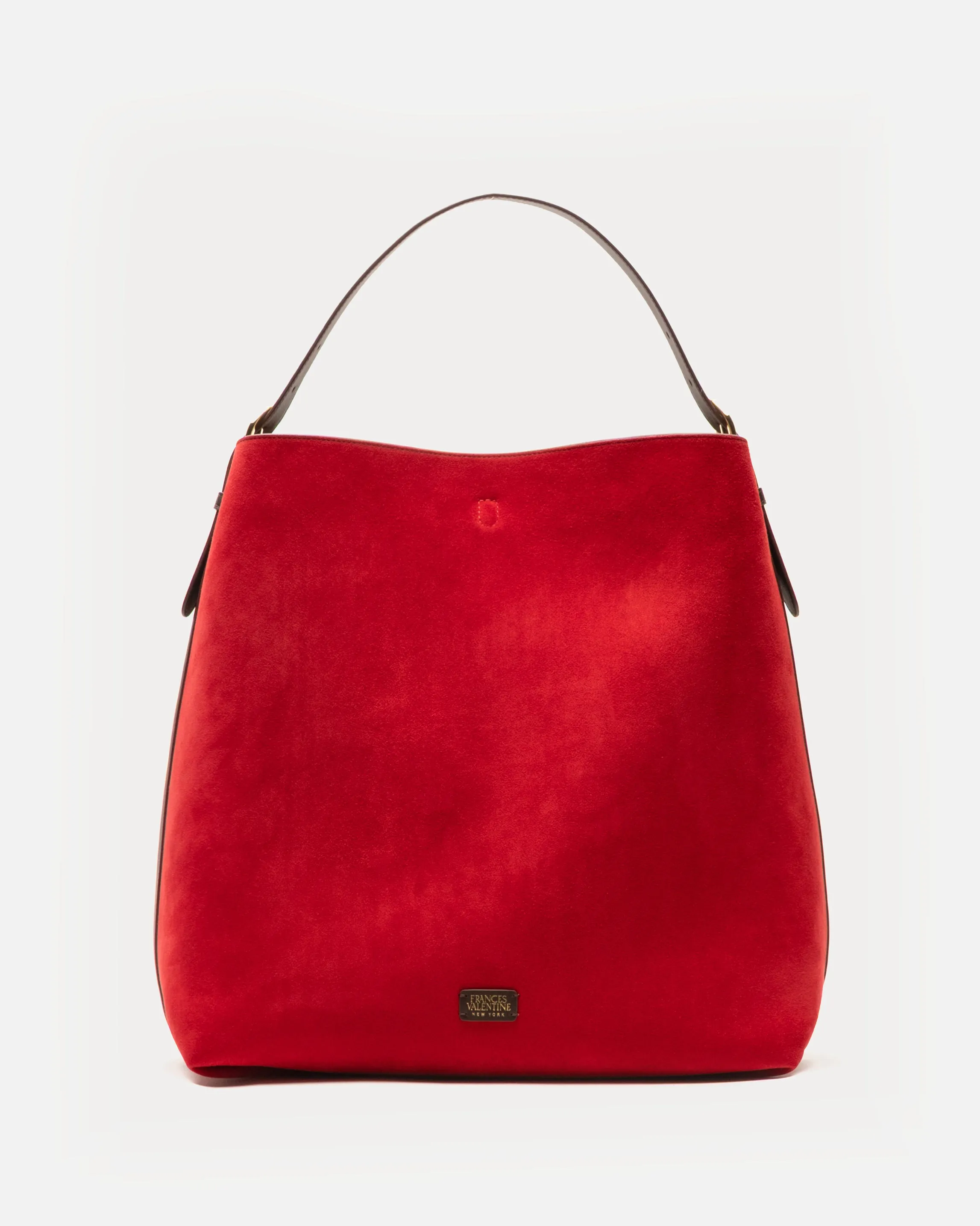 Hunter Suede Hobo - Cherry Red sold by Frances Valentine