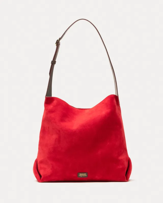 Brynn Suede Hobo - Red sold by Frances Valentine