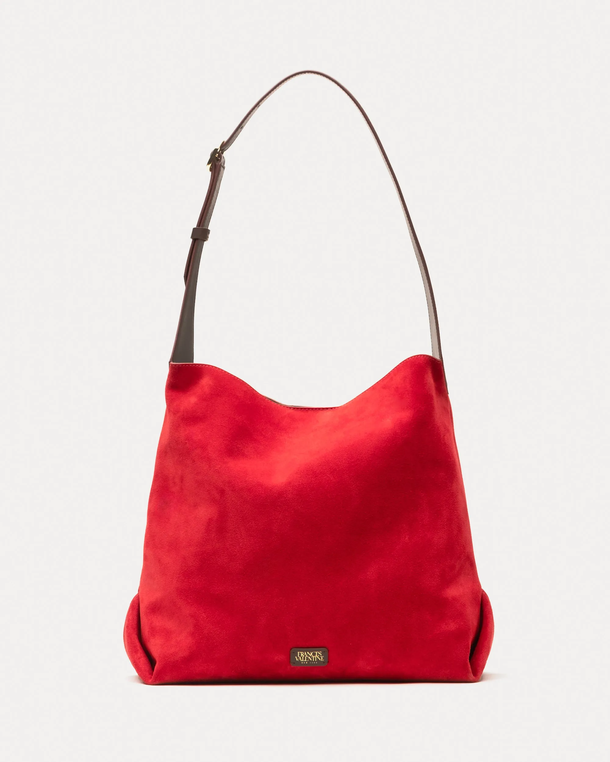 Brynn Suede Hobo - Red sold by Frances Valentine