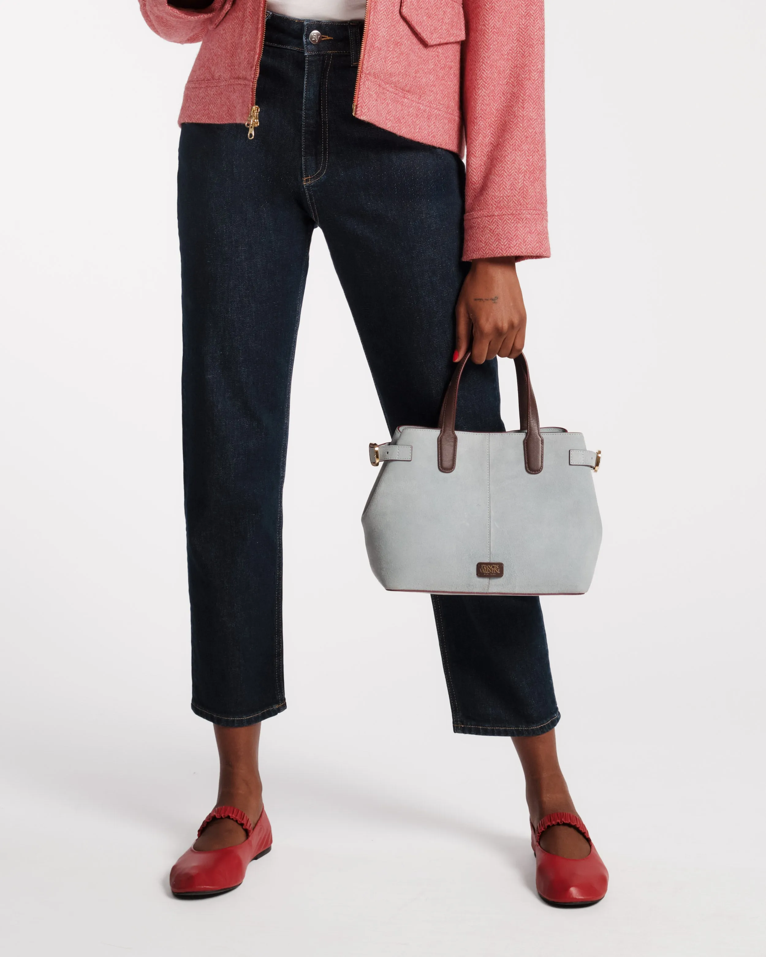 Amalie Suede Tote - Light Blue sold by Frances Valentine product image thumbnail 2