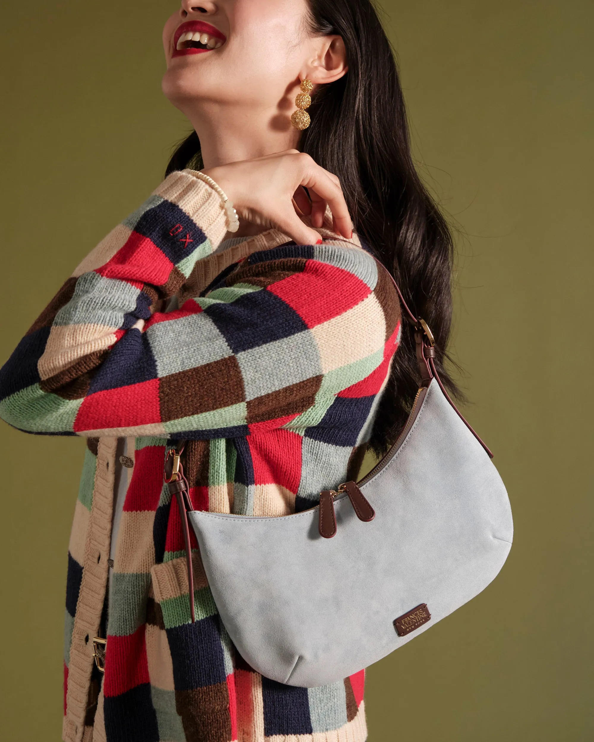 Starr Suede Hobo - Light Blue sold by Frances Valentine