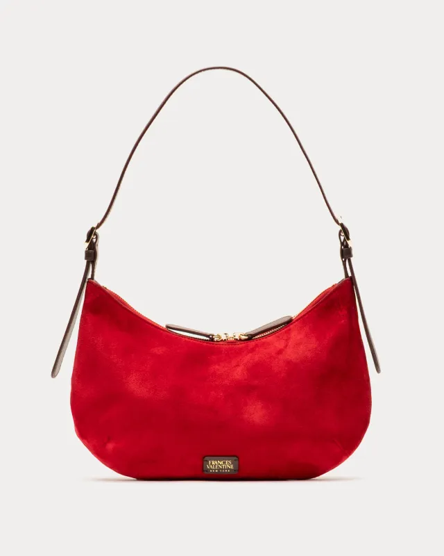 Starr Suede Hobo - Cherry Red sold by Frances Valentine