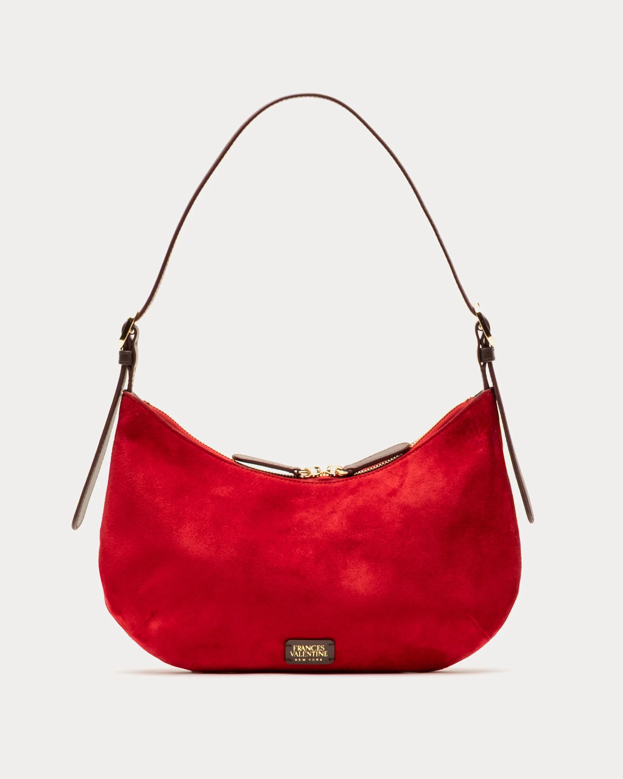Starr Suede Hobo - Cherry Red sold by Frances Valentine