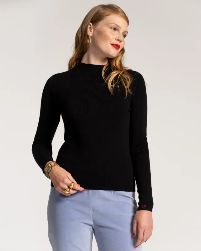 Marie Long Sleeve Cotton Sweater - Black sold by Frances Valentine