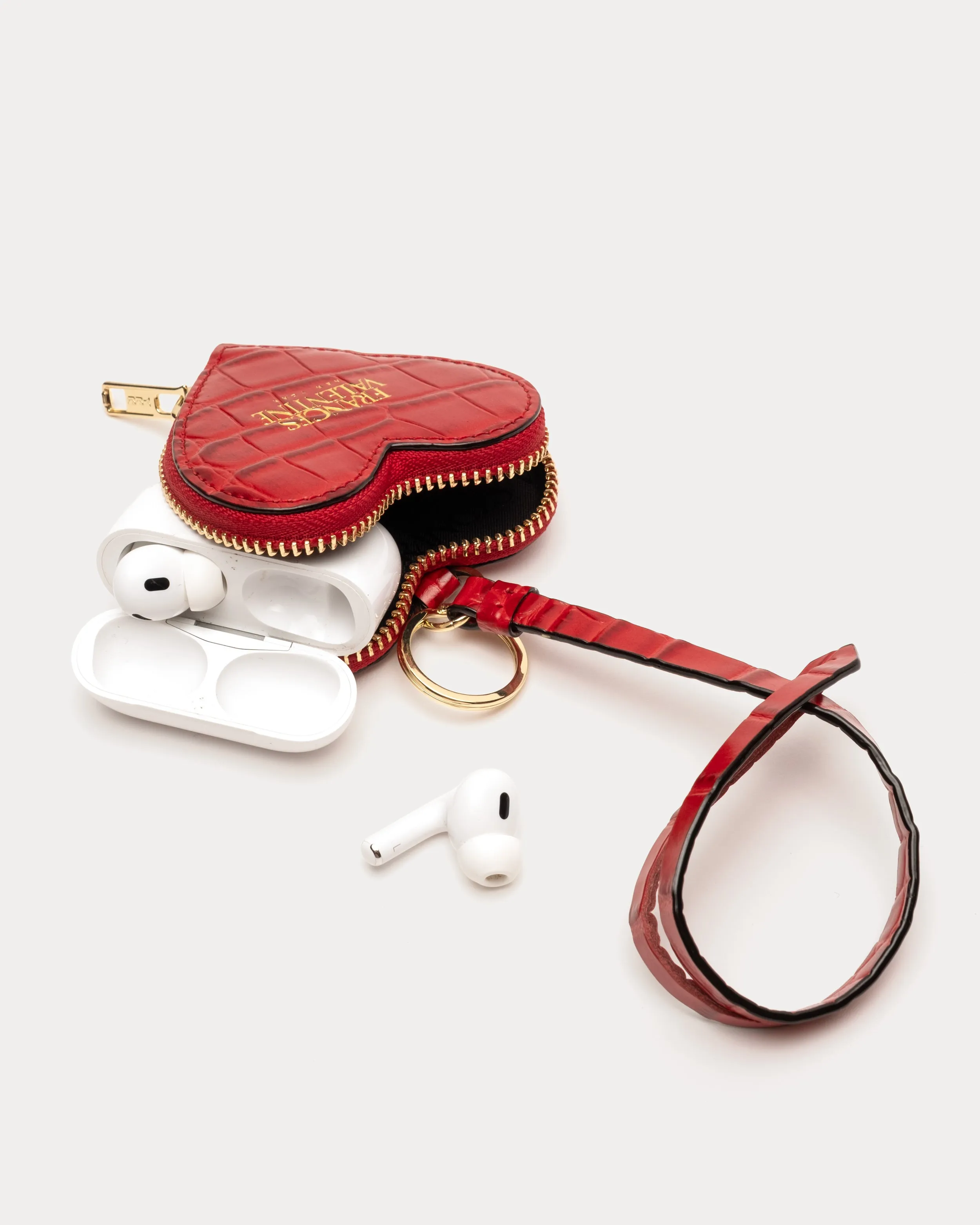 Heart Keychain Charm - Croc Embossed Leather Red sold by Frances Valentine product image thumbnail 2