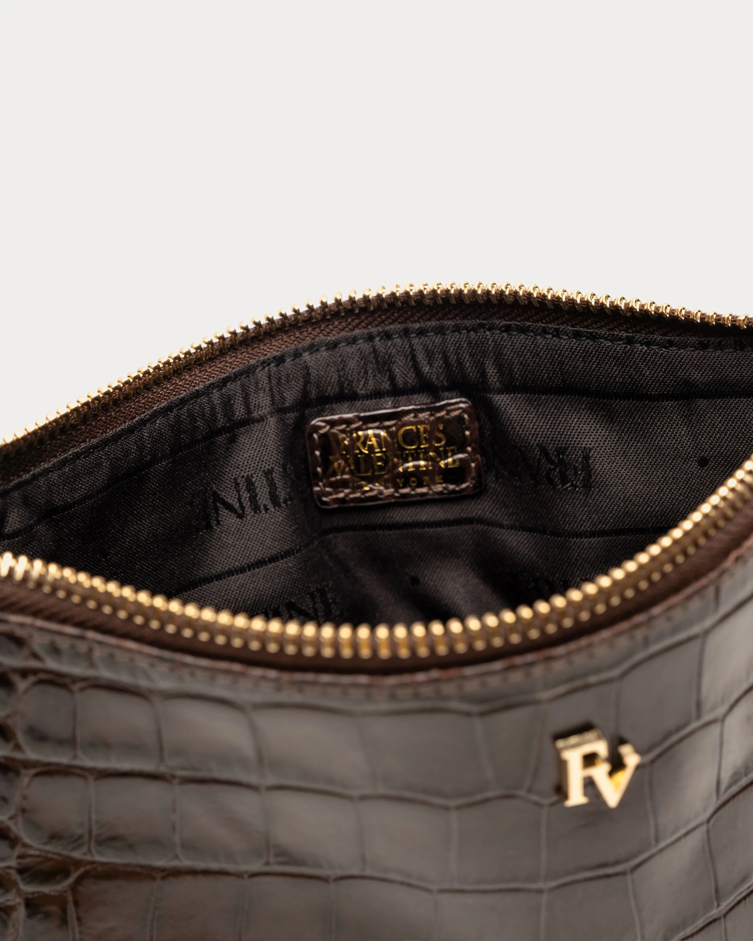 Embossed Croc Wristlet - Chocolate sold by Frances Valentine product image thumbnail 3