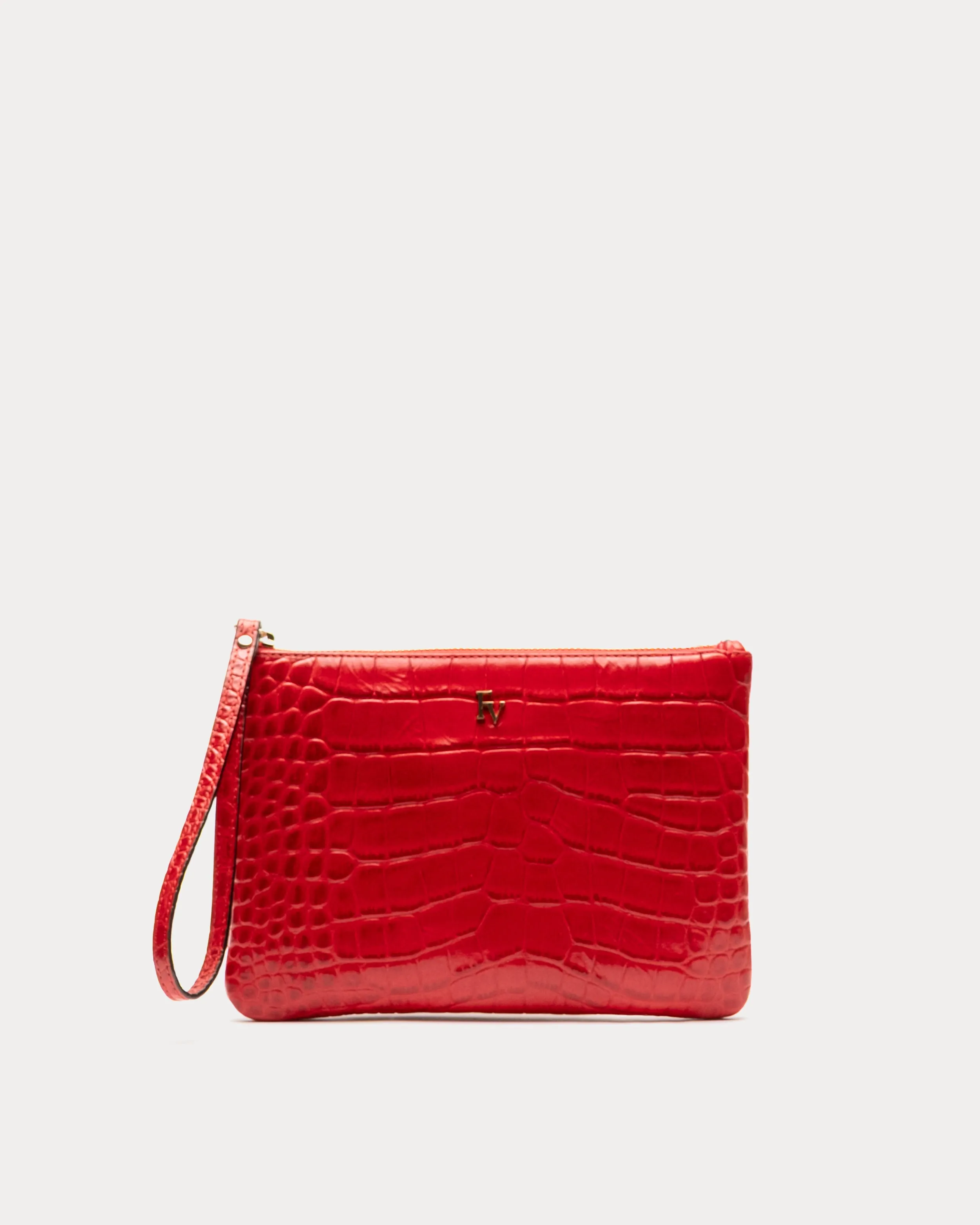 Embossed Croc Wristlet - Red sold by Frances Valentine