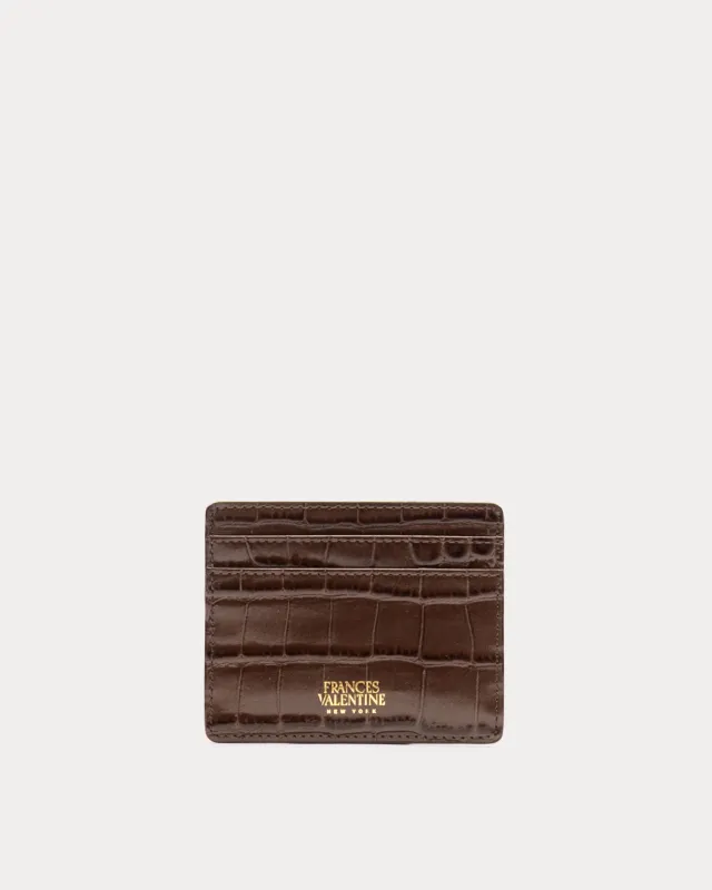 Embossed Croc Card Case - Chocolate sold by Frances Valentine