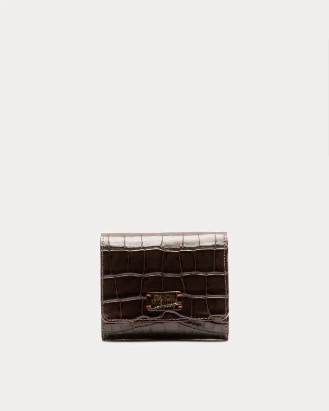 Perfect Wallet Embossed Croc Leather - Chocolate sold by Frances Valentine