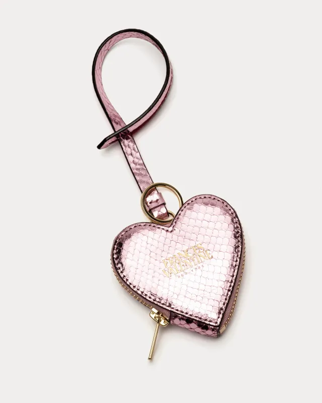 Heart Keychain Charm - Metallic Snake Print Pink sold by Frances Valentine
