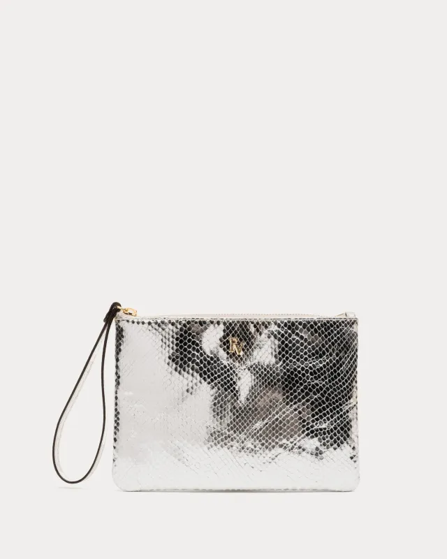 Metallic Snake Leather Wristlet - Silver sold by Frances Valentine