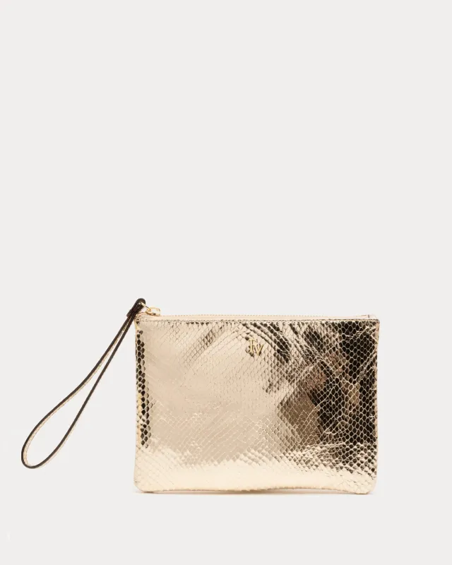 Metallic Snake Leather Wristlet - Gold sold by Frances Valentine