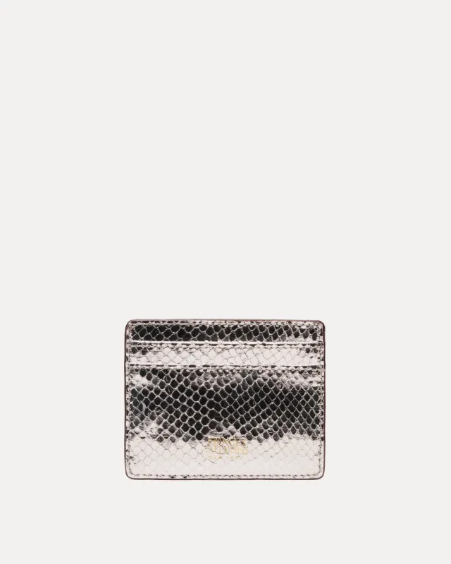 Card Case Metallic Snake Leather - Silver sold by Frances Valentine